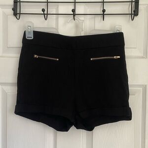 Ci Sono Black High Waist Shorts with Gold Zippers